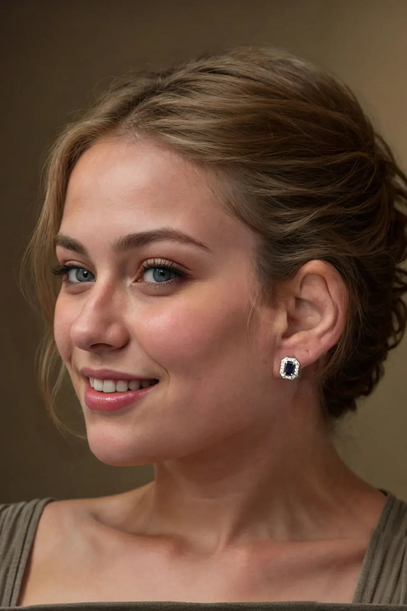 Whistledown Gemstone Stud Earrings Sapphire Silver