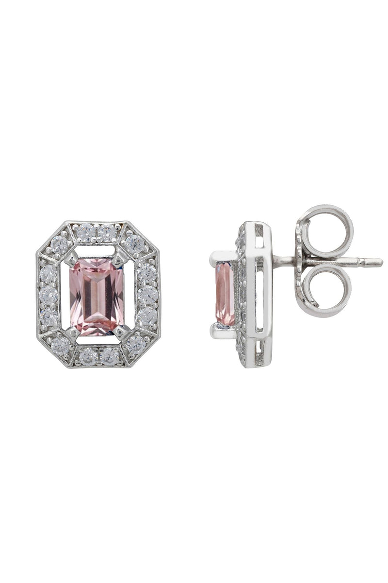 Whistledown Gemstone Stud Earrings Morganite Silver