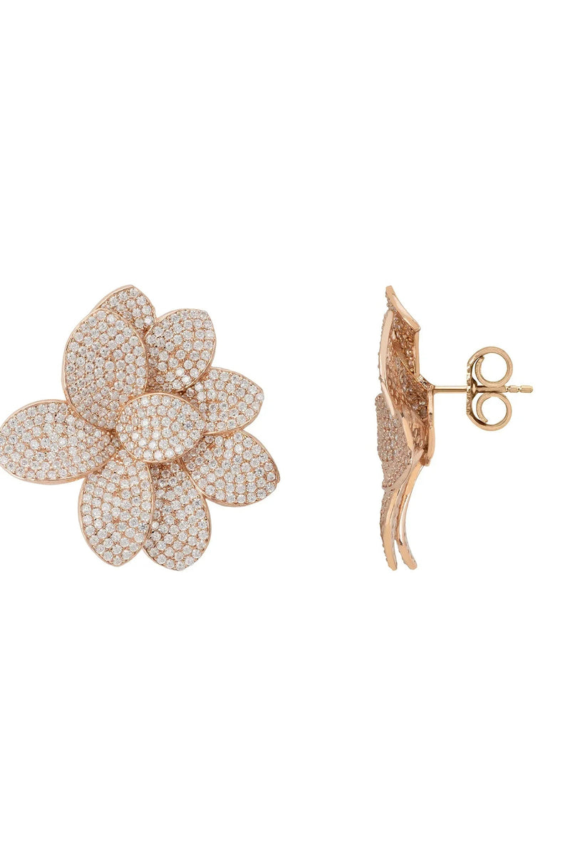 Amaryllis Flower Large Stud Earrings Rosegold