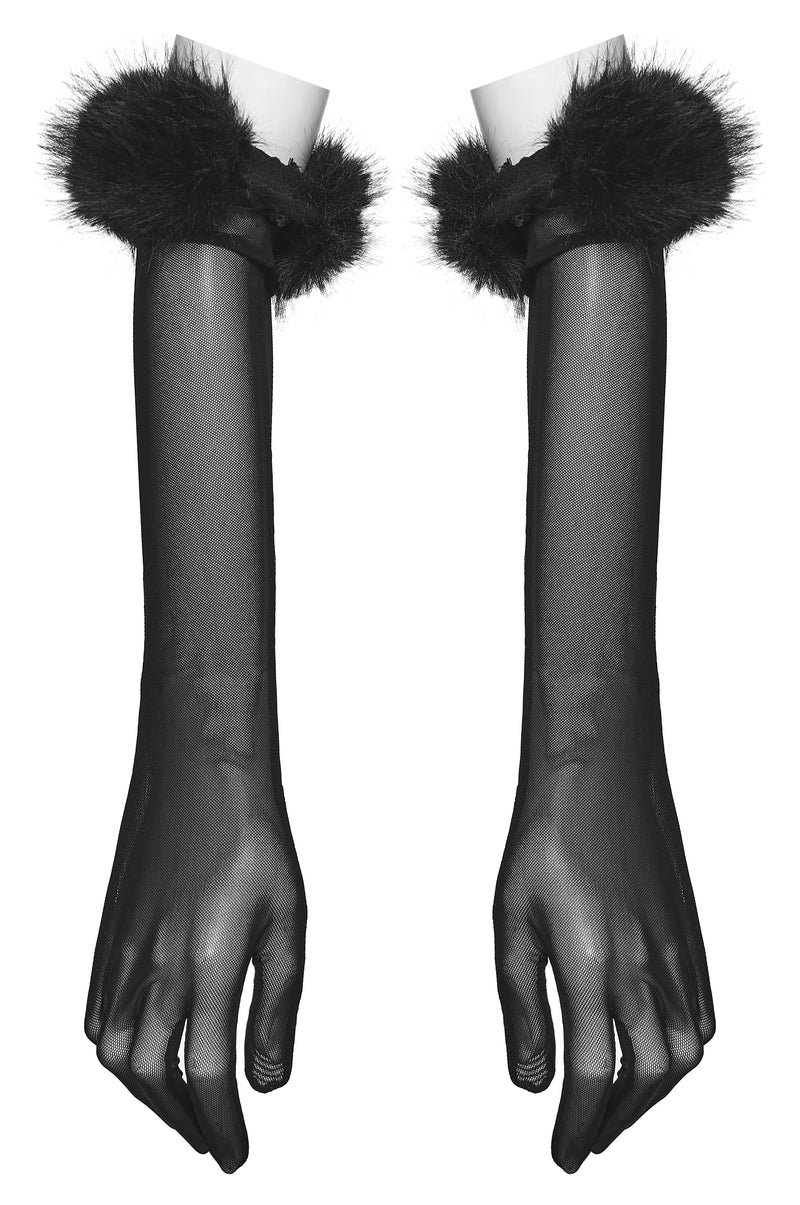 Punk Rave Fluffy Goth Claw Gloves