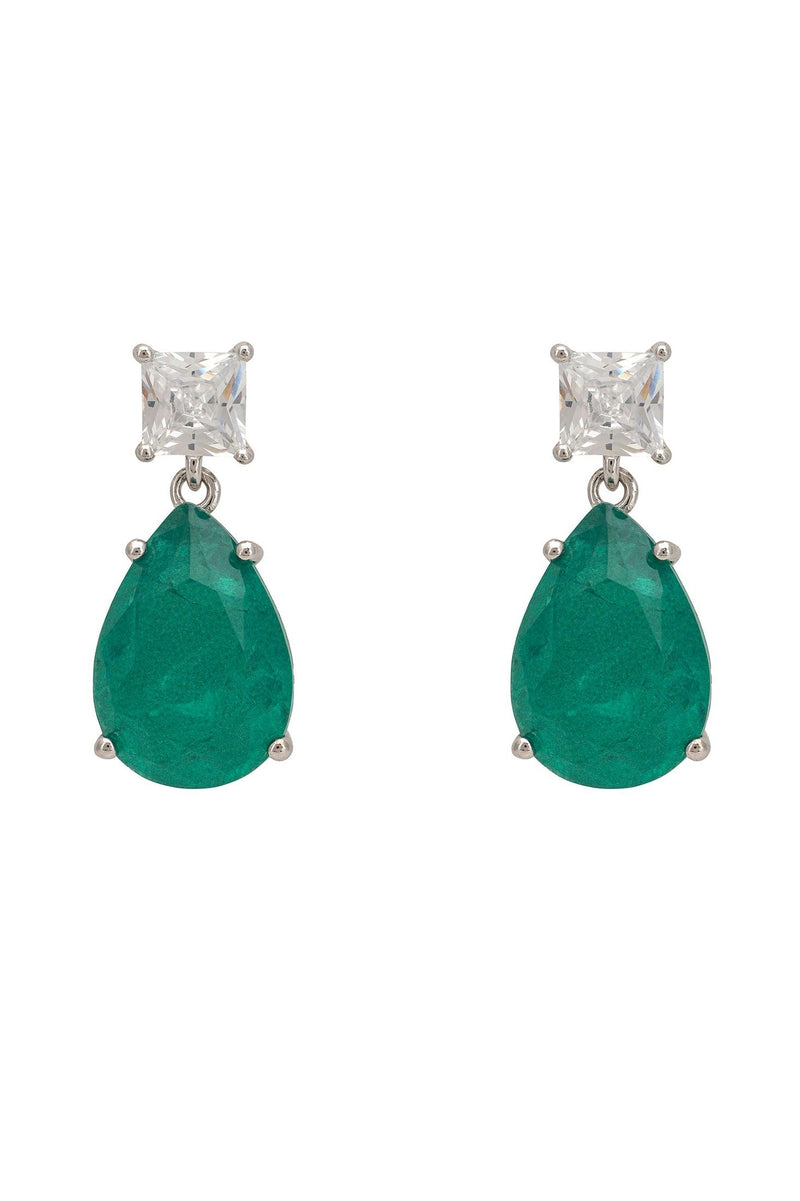 Rosa Colombian Emerald Drop Earrings Silver