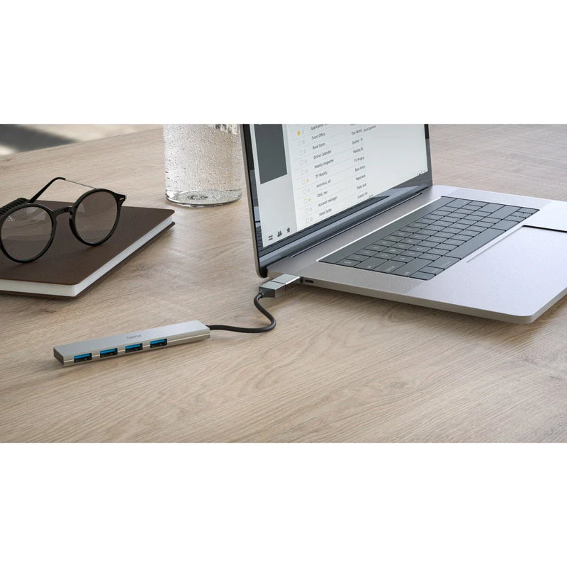 Hama Slim 4-Port USB-C 3.2 Hub, 5 Gbit/s with USB-C Adapter