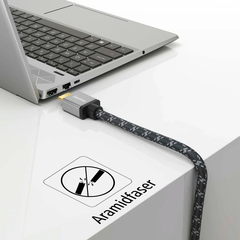 Hama Aluminium 8K Ultra-HD High Speed HDMI Cable, Aramid Fibre Braided, 3m