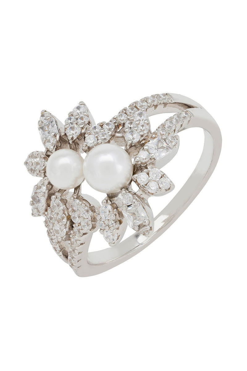 Marquise Cocktail Ring Pearl Silver