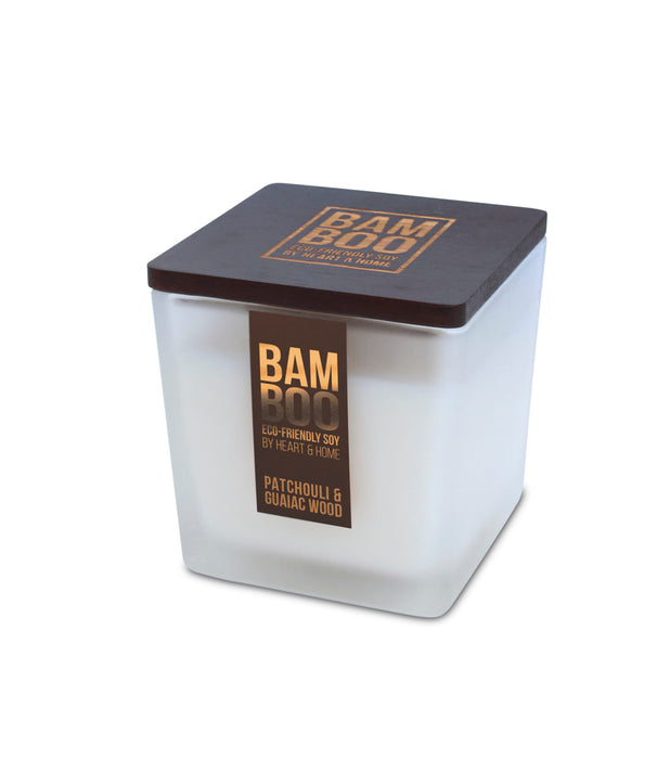 Bamboo Patchouli & Guaiac Wood Large Soy Candle  40 Hours Burn - Crackling Wick