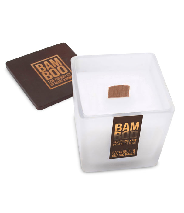 Bamboo Patchouli & Guaiac Wood Large Soy Candle  40 Hours Burn - Crackling Wick