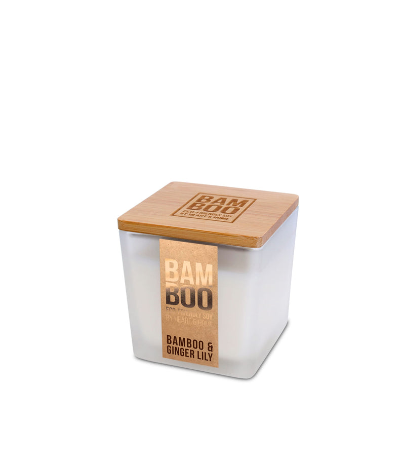 Bamboo & Ginger Lily Small Soy Candle  - 20 Hours Burn - Crackling Wick