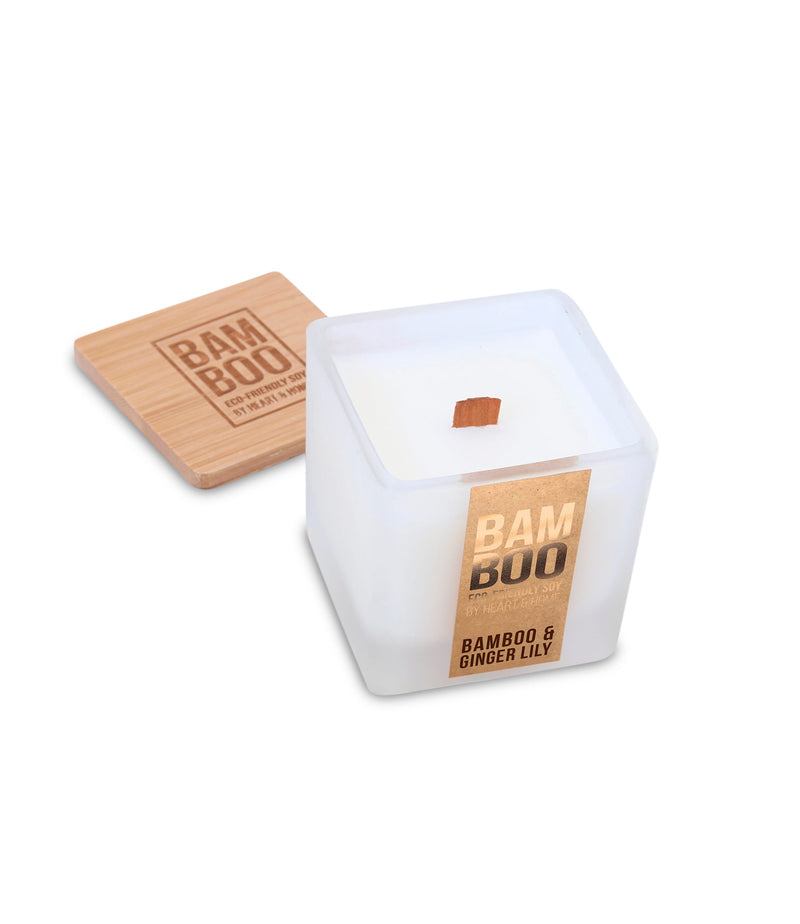Bamboo & Ginger Lily Small Soy Candle  - 20 Hours Burn - Crackling Wick