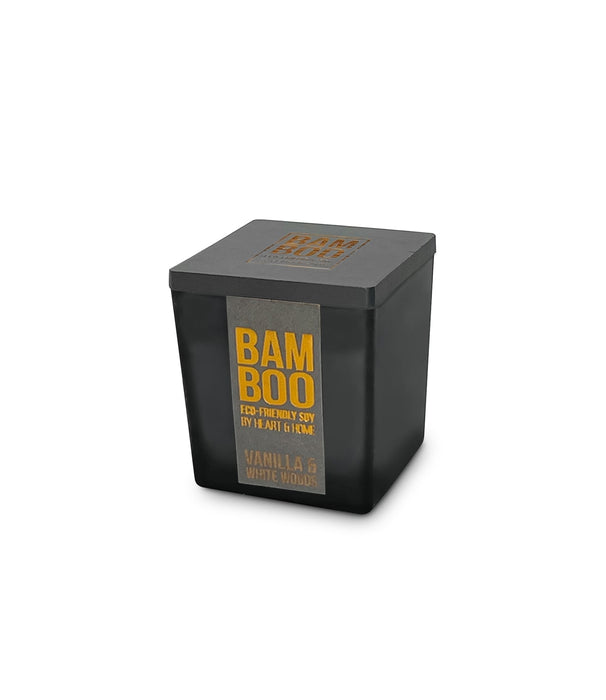 Bamboo Vanilla & White Woods Small Soy Candle  - 20 Hours Burn - Crackling Wick