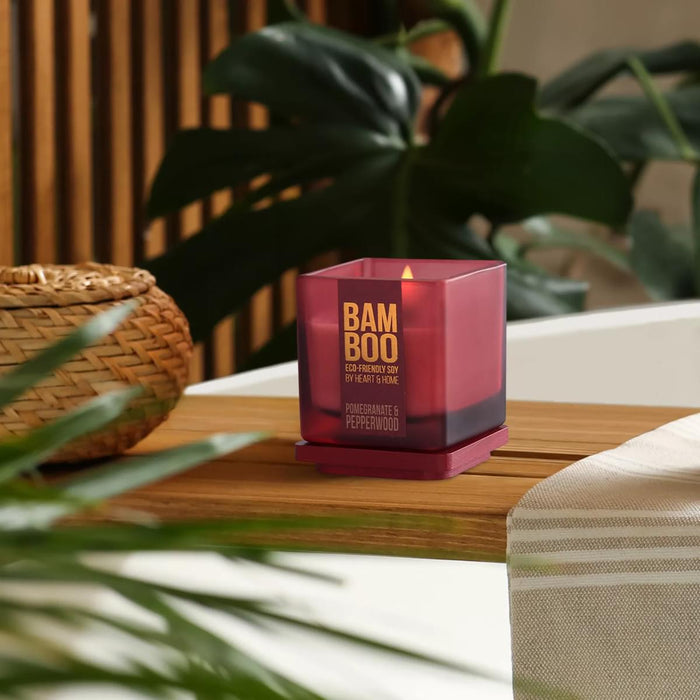 Bamboo Pomegranate & Pepperwood Small Soy Candle 20 Hours Burn - Crackling Wick