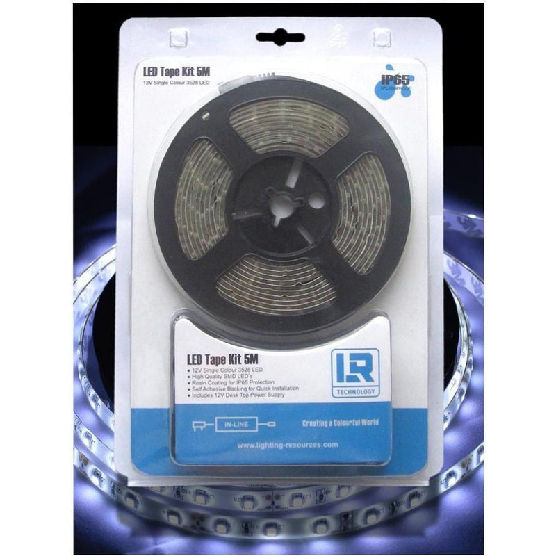 LR Technology Splash-Proof LED Tape Strip Light Kit - White, 5m