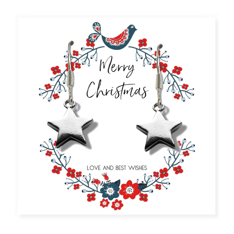 Small Merry Christmas Star Gift Hamper | Earrings, Chocolates & Candle