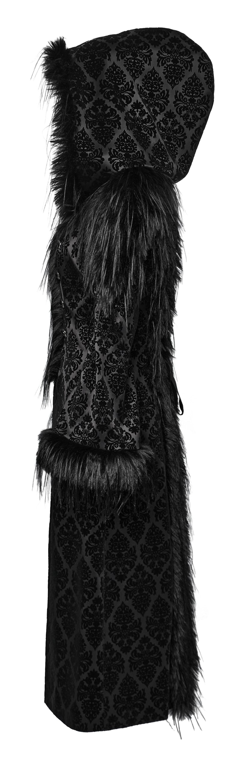 Punk Rave Morrigan Goth Gorgeous Jacquard Coat - Black