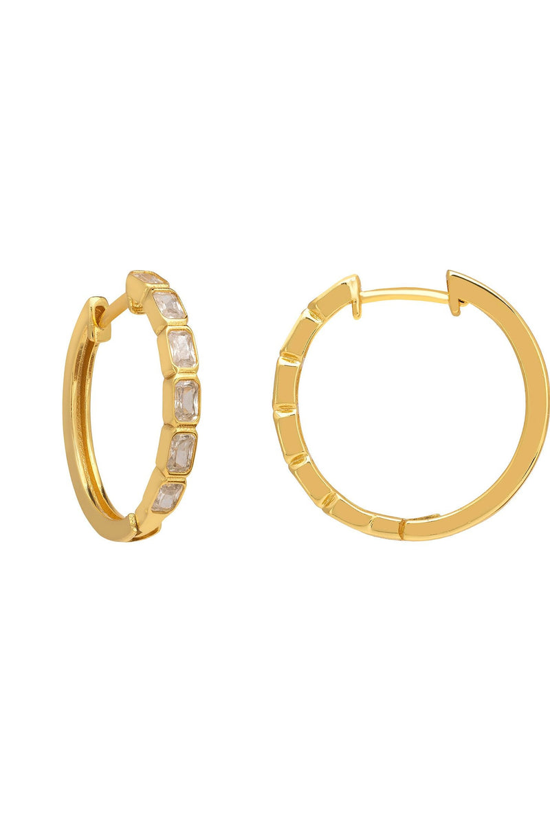 Classic Baguette Hoop Earrings Gold