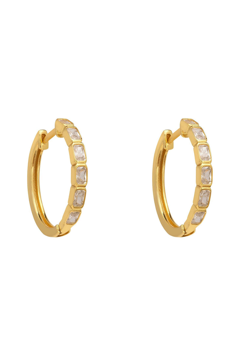 Classic Baguette Hoop Earrings Gold
