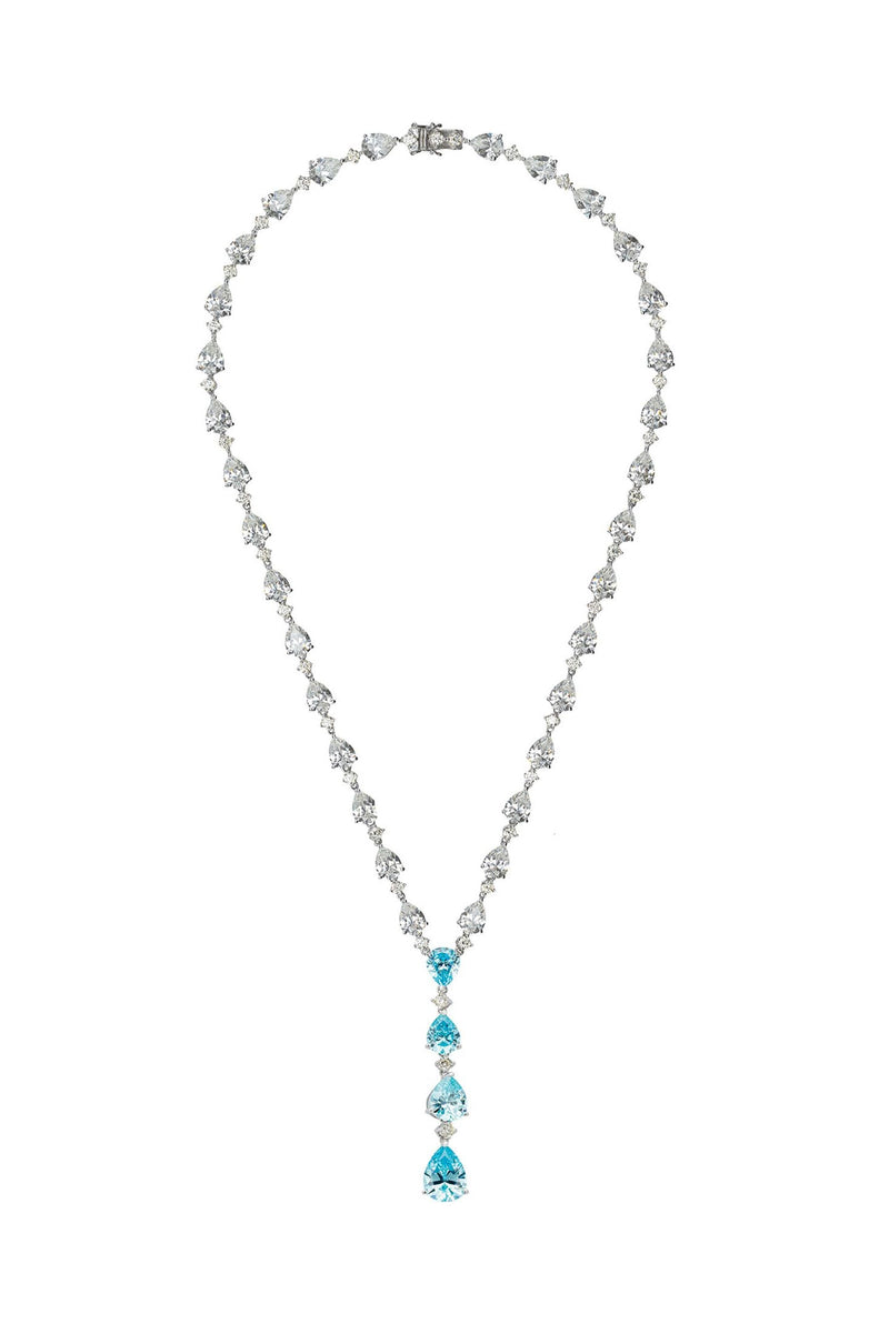 Elizabeth Statement Necklace Blue Topaz Silver