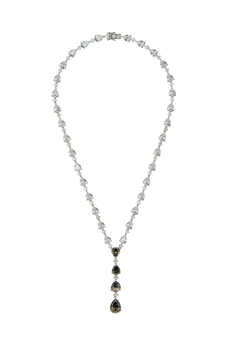 Elizabeth Statement Necklace Smokey Quartz Silver