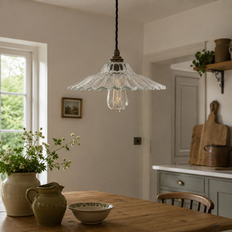 Lenwade ~ Prismatic Glass Shade Light Pendant Set