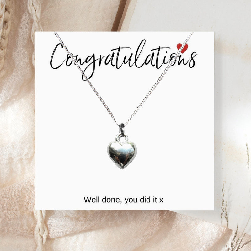 Congratulations Heart Charm Necklace & Gift Card