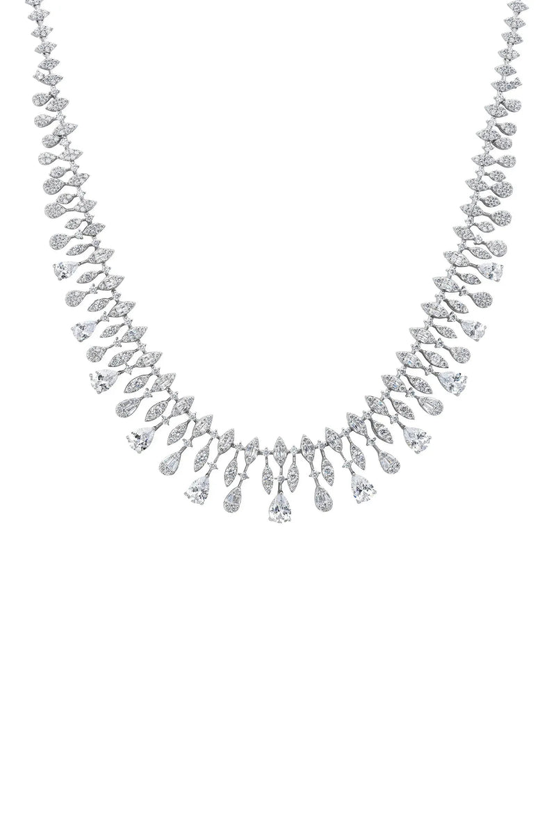 Duchess Moissanite Statement Necklace Silver