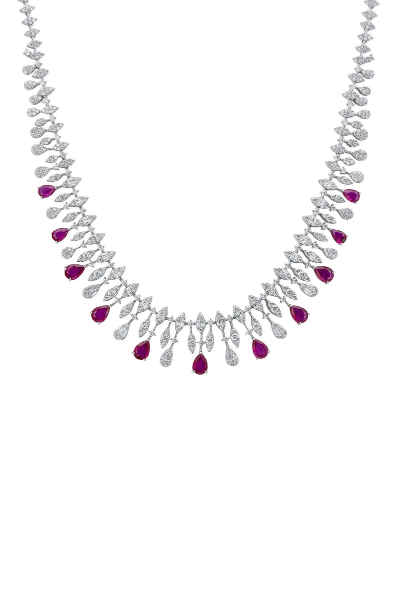 Duchess Ruby Statement Necklace Silver