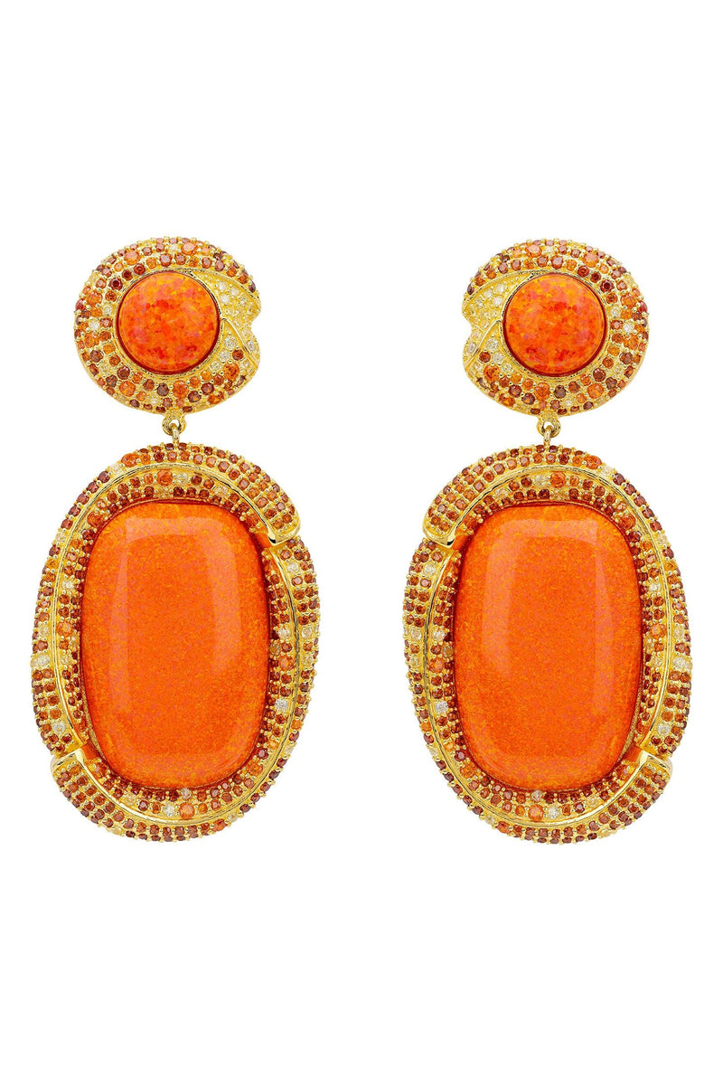 Fiorella Fire Opal Drop Earrings Gold
