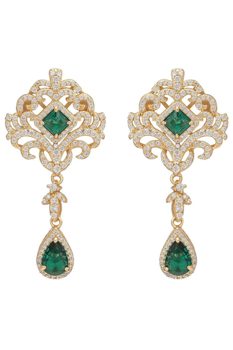 Claridge Drop Earrings Emerald Gold