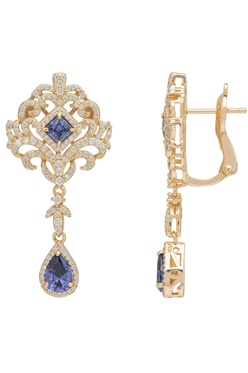 Claridge Drop Earrings Tanzanite Gold