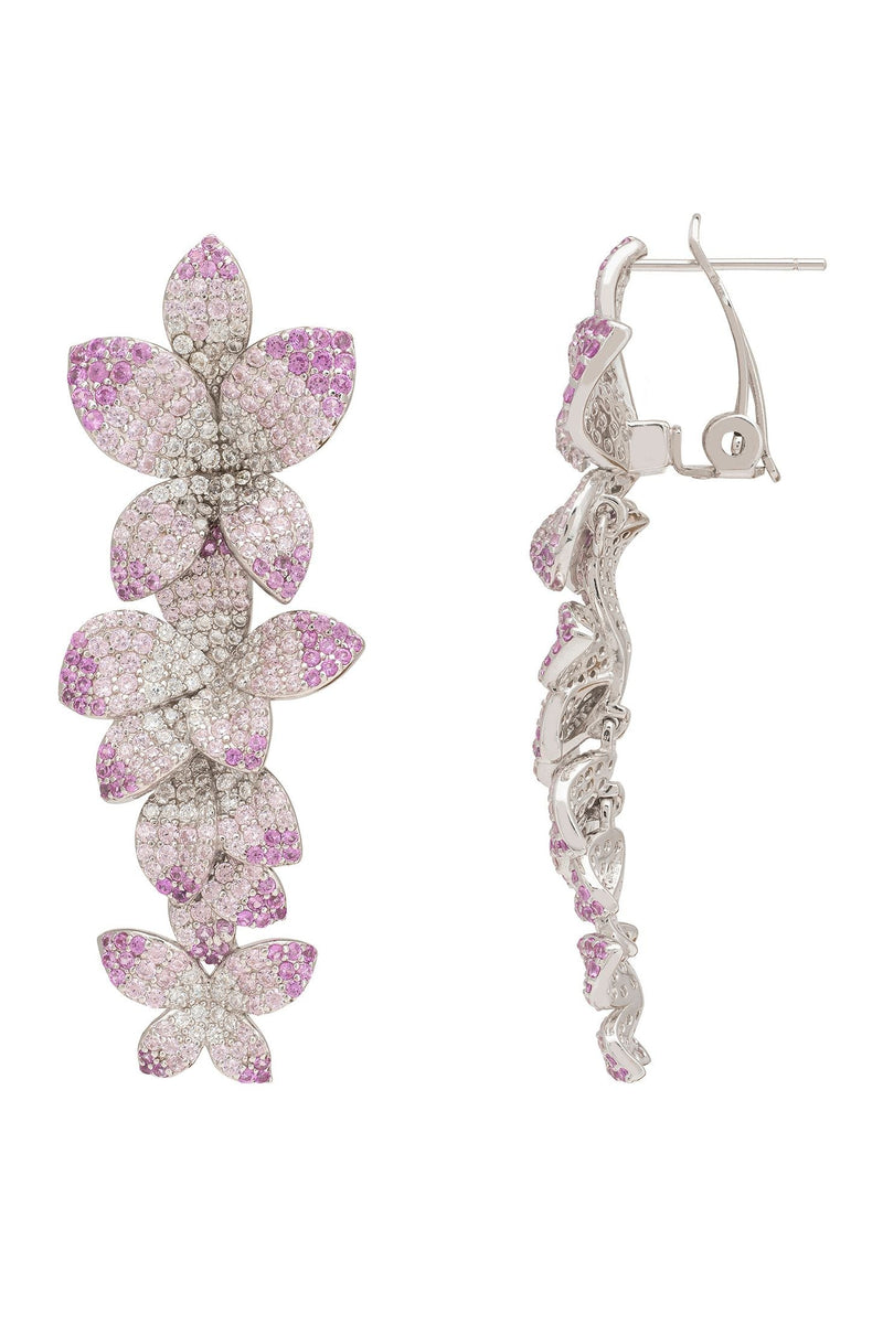 Cherry Blossom Drop Earrings Pink Silver