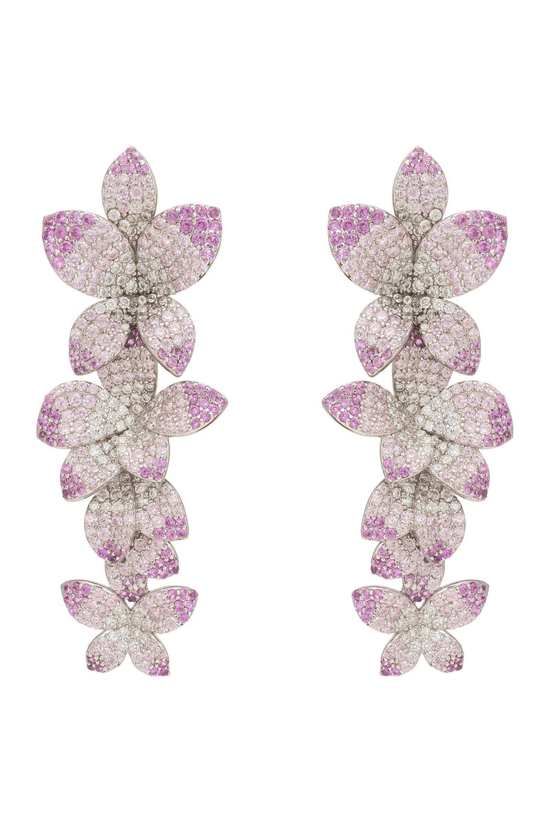 Cherry Blossom Drop Earrings Pink Silver