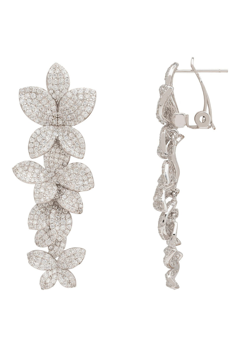 Cherry Blossom Drop Earrings White Silver