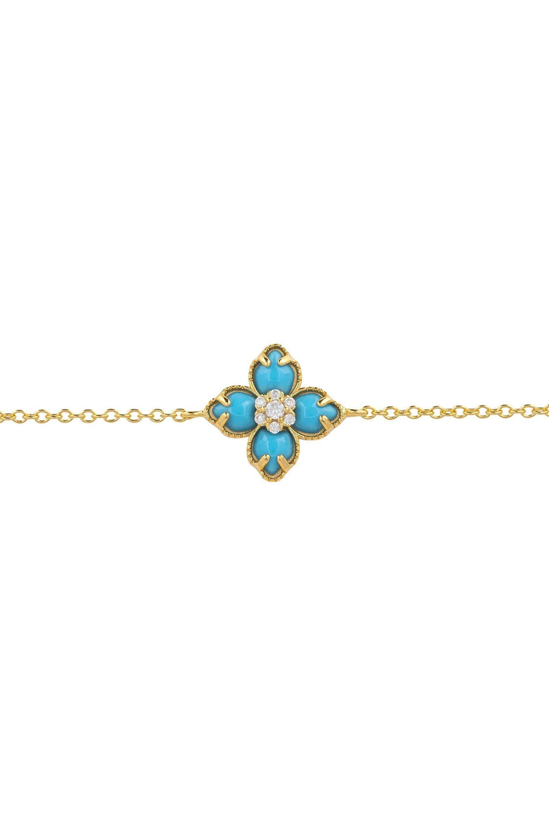Flower Clover Turquoise Bracelet Gold