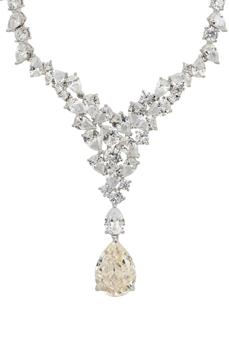 Lydia Statement Necklace Moissanite Silver