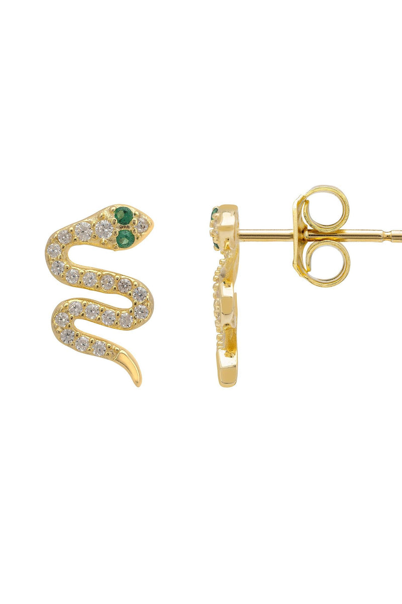 Slither Snake Stud Earrings Cz Gold