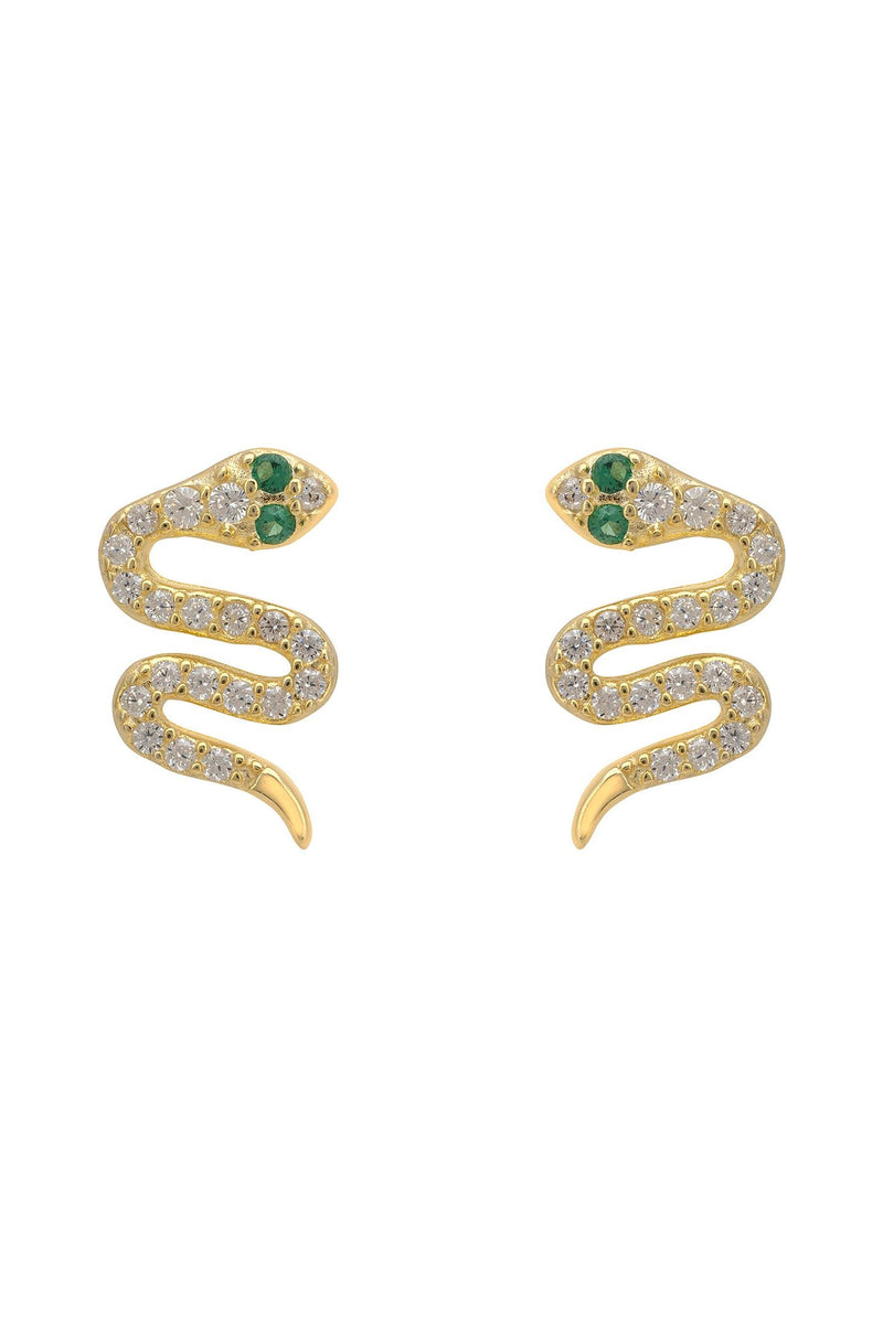 Slither Snake Stud Earrings Cz Gold