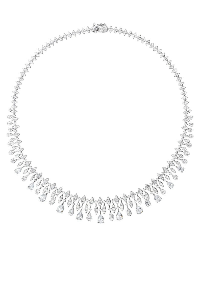 Duchess Moissanite Statement Necklace Silver