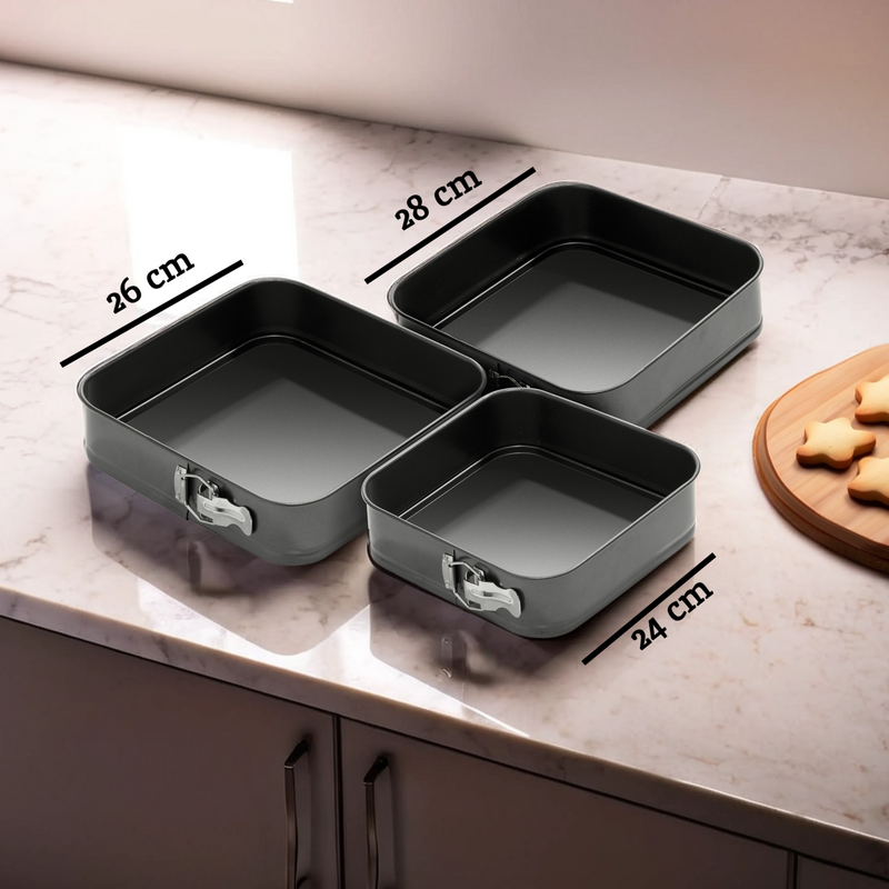 Set of 3 Spring Form Square Cake Tins | Mari