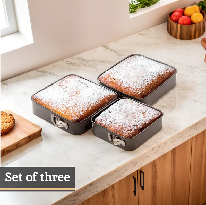 Set of 3 Spring Form Square Cake Tins | Mari