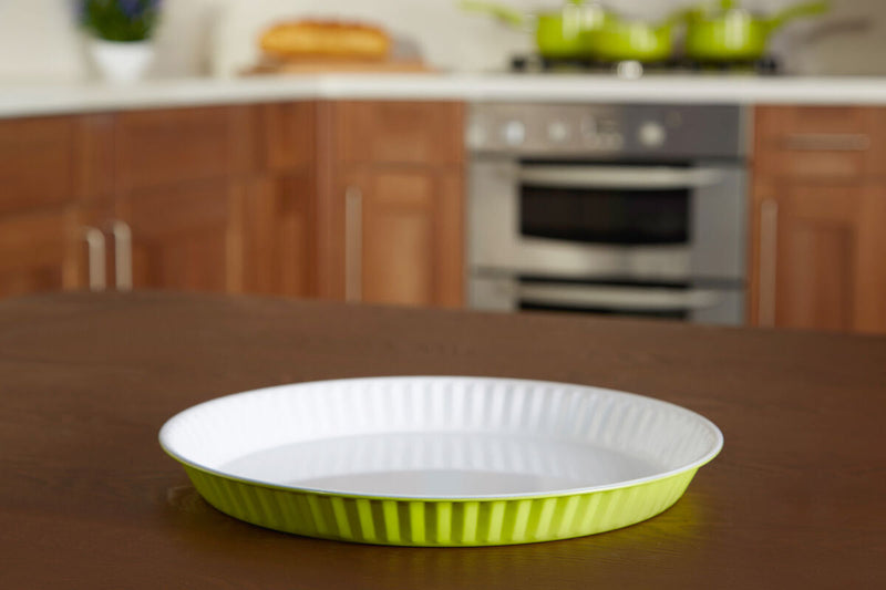 Lime Green and White Flan Dish | Ecocook