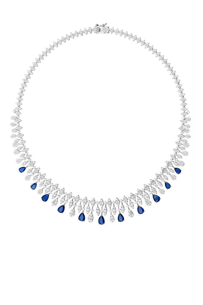 Duchess Sapphire Statement Necklace Silver