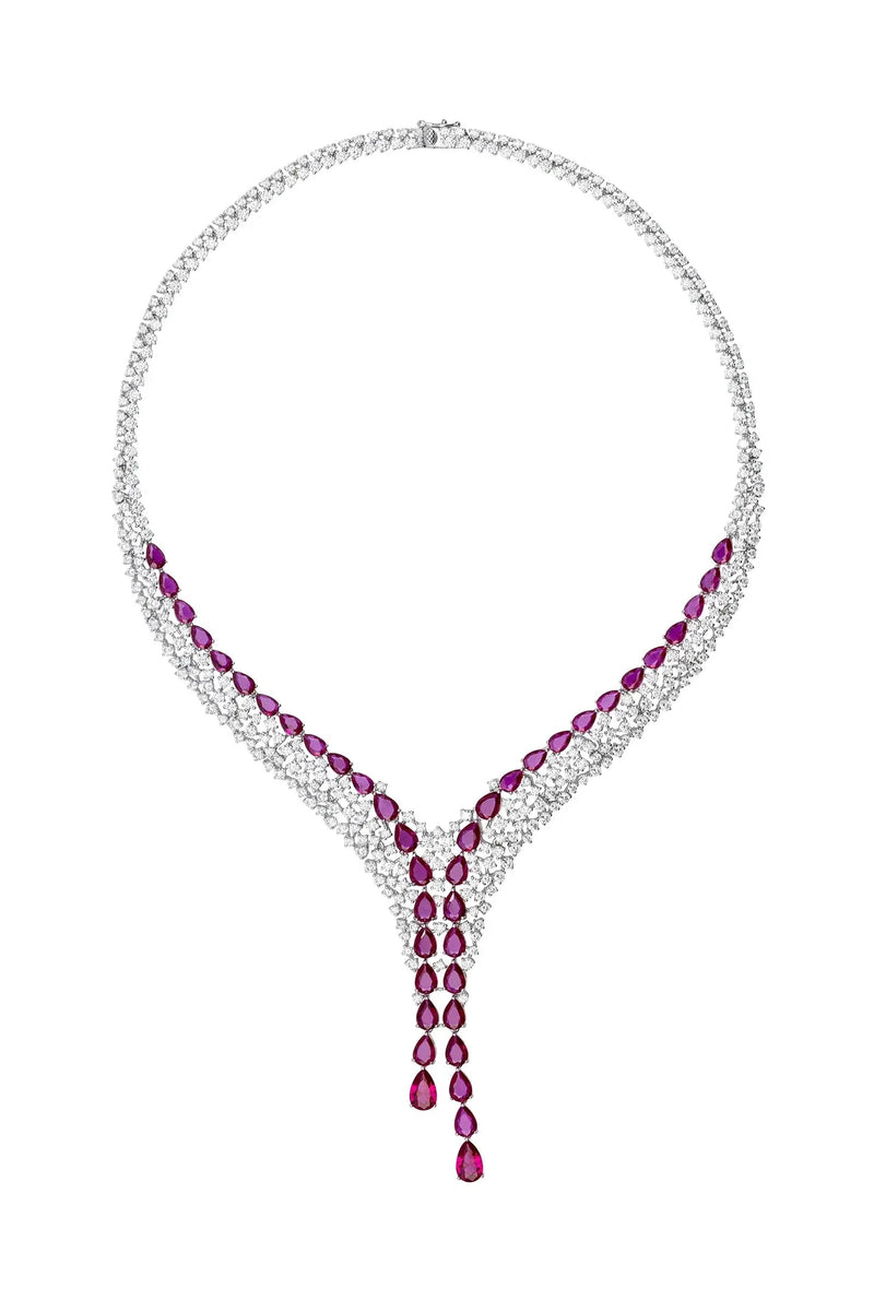 Baroness Statement Necklace Ruby Silver