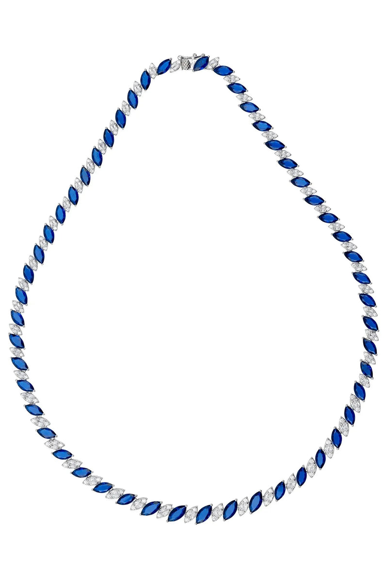 Viscountess Statement Tennis Necklace Sapphire Silver