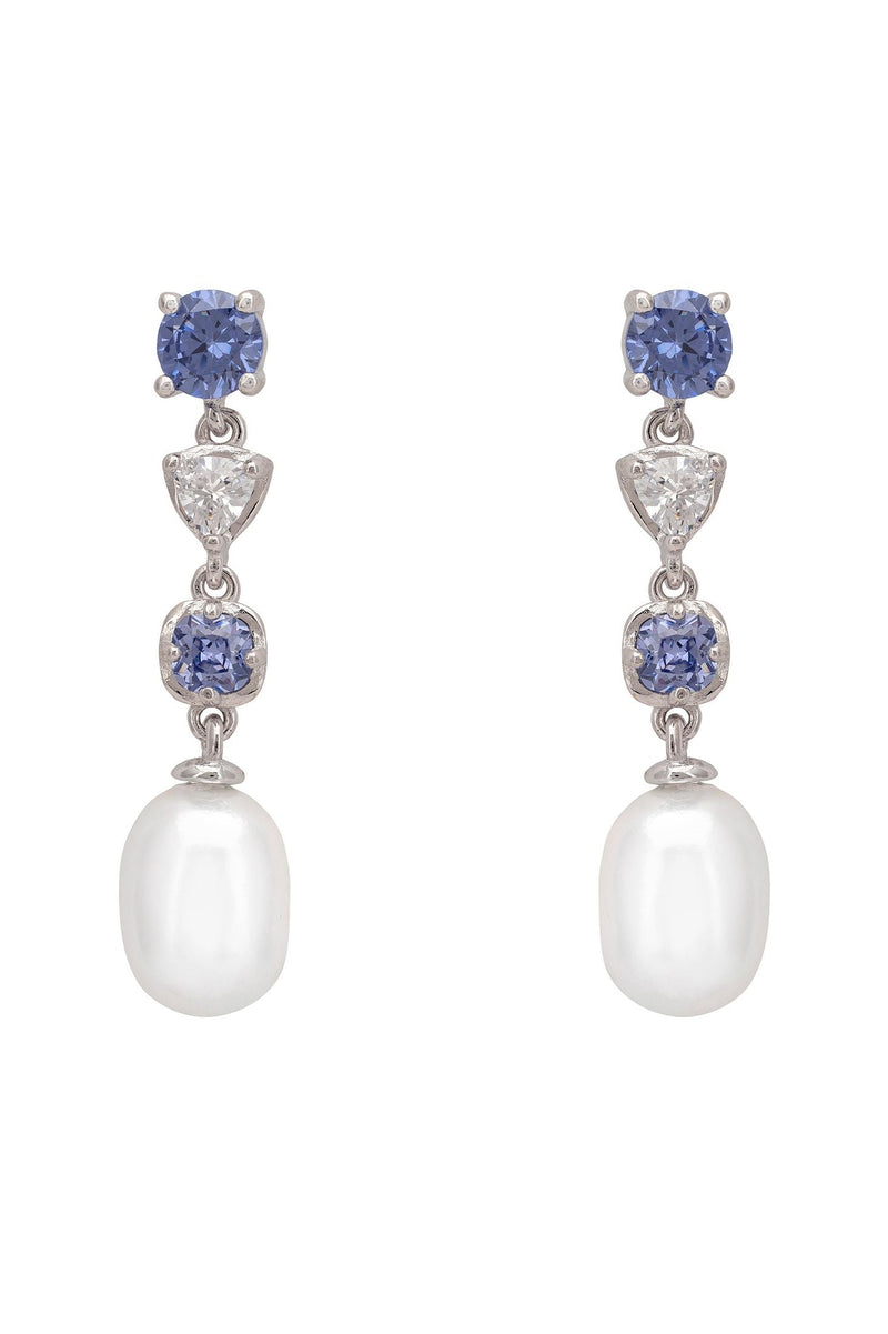 Pearl Whisper Drop Earrings Tanzanite Silver