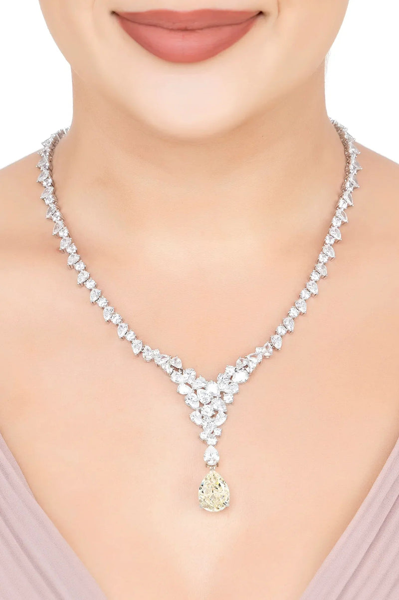 Lydia Statement Necklace Moissanite Silver