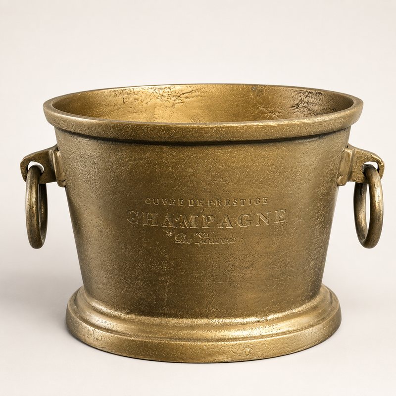 Antique Brass Great Gatsby ~ Solid Cast Engraved Champagne Ice Bucket | Wine Cooler