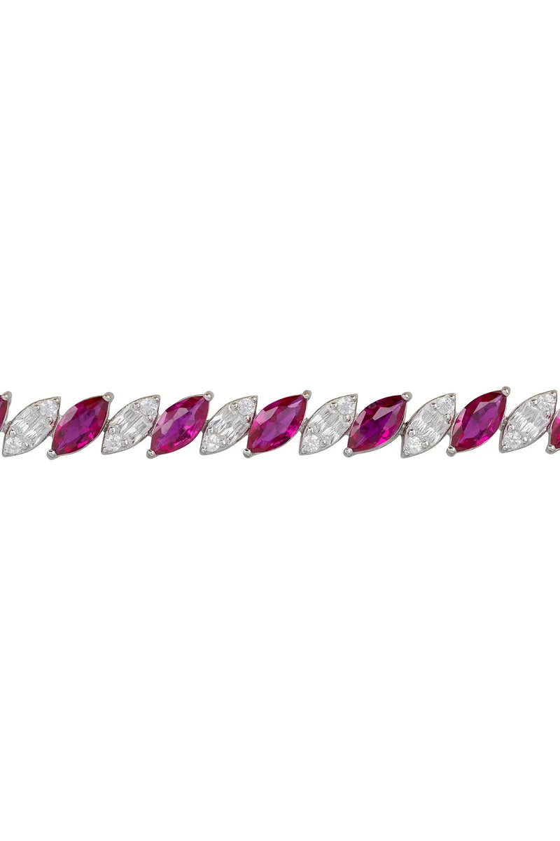 Viscountess Tennis Bracelet Ruby Silver