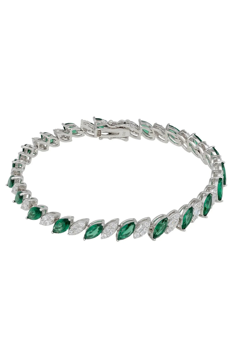 Viscountess Tennis Bracelet Emerald Silver