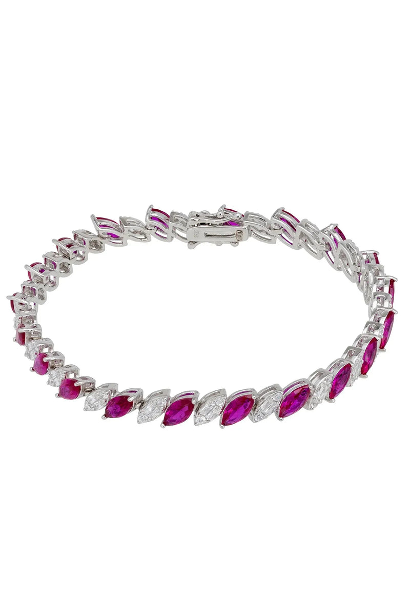 Viscountess Tennis Bracelet Ruby Silver