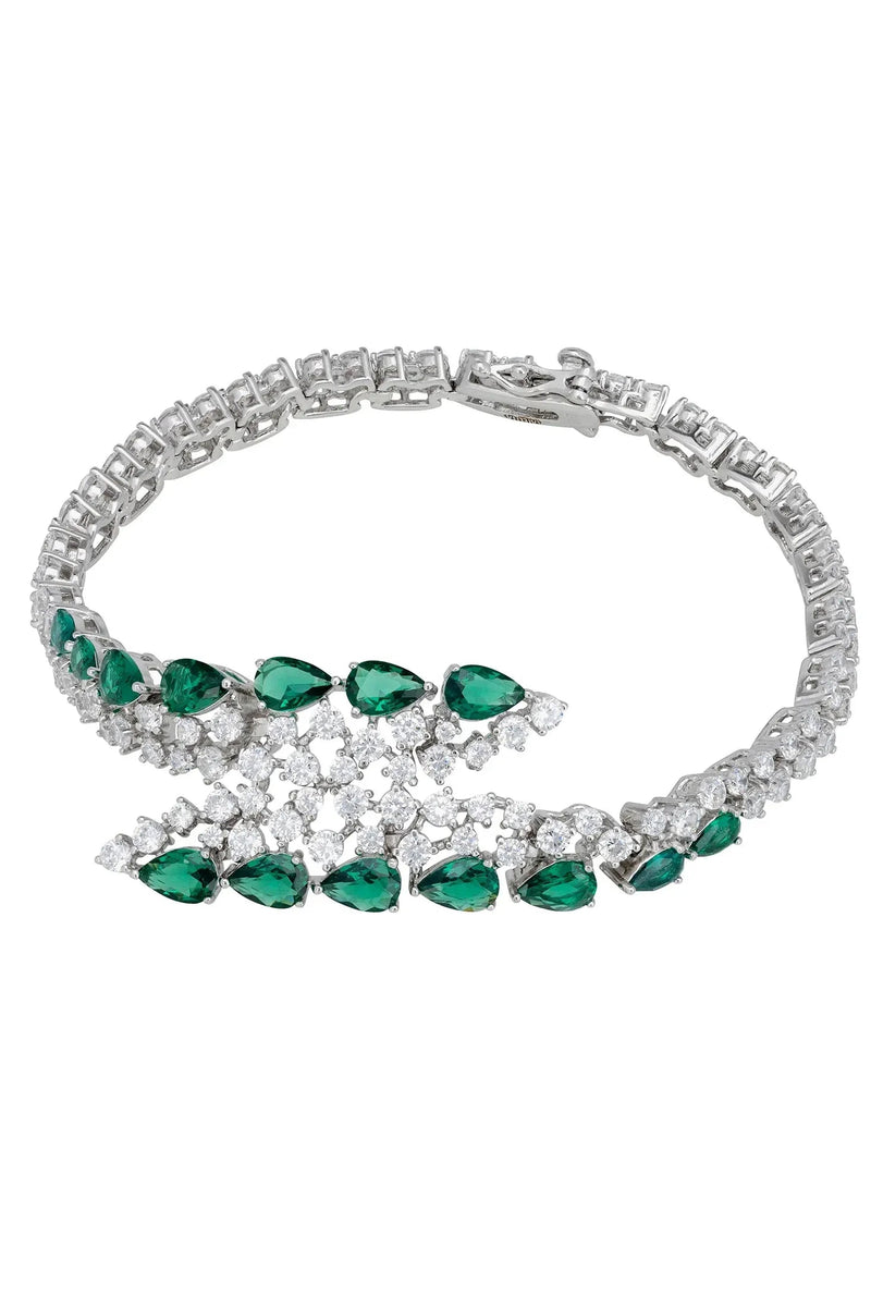 Baroness Tennis Bracelet Emerald Silver