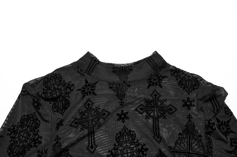 Punk Rave Ravena Cross Flocking Mesh Top
